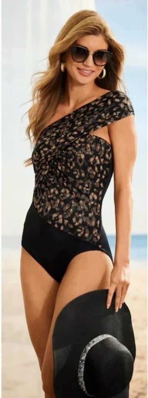Sz 10 Midnight Velvet Leopard Black La Paz Goddess Magicsuit One Piece Swimsuit - Picture 2 of 6